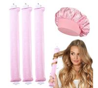 3 Pcs Heatless Hair Curlers, Boucles Sans Chaleur, Boudin Cheveux Boucle Sans Chaleur, Boucles de Nuit avec Crochets, avec Bonnet Satin, pour Divers Types de Cheveux, Cheveux Longs et Courts