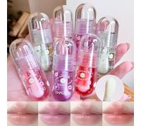 3 Pcs Hydrating Lip Oil Set, Cute Fruit-Flavored Plumping Lip Oil, Long Lasting Lip Glow Balm Lip Care, Transparent Moisturizing Lip Gloss for Kids and Teens, Kid Friendly, Party Gift(B)