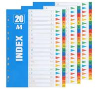 3 PCS Intercalaires Classeur A4 Plastique, 20 Onglets de Couleur en 5 Couleurs Comme Organiseur de Classeurs, Page Partielle du Séparateur d'Index avec Perforation Européenne, 225x297mm
