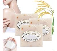 3 Pcs Jabon Aclarante de Arroz, Thai Rice Soap, Original Thai Handmade Soap Rice Milk Soap, Jabon de Arroz Para Aclarar La Piel, Whitening Soap for Face and Body Thailand