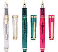 3 Pcs Jinhao 82 Stylo Plume Transparent Fluorescent Acrylique Blanc,Rouge Et Vert,Plume Fine Iridium Garniture Dorée Avec Ensemble Convertisseur