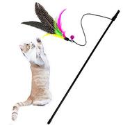 3 PCS Jouet pour Chat Canne à Pêche - Bâton Drôle et Interactif avec Plumes, Cloche - Chaton Baguette Chasse