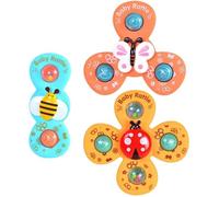 3 Pcs Jouet Ventouse Bebe,Jouets À Ventouse Ventouse Spinner Jouets Dessin Animé Océan Spinner Jouets pour Bébé Jouets Coordination