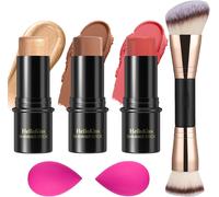 3 Pcs Kit De Maquillage Crème Contour Stick,Nuances Avec Highlighter & Bronzer & Blush,Pour Sculpter Les Joues, Finition Imperméable, Mate Et Rosée(Medium,#04+#07+#14)