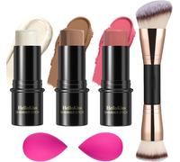 3 Pcs Kit De Maquillage Crème Contour Stick,Nuances Avec Highlighter & Bronzer & Blush,Pour Sculpter Les Joues, Finition Imperméable, Mate Et Rosée (Light-Medium,#02+#10+#12)