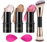 3 Pcs Kit De Maquillage Crème Contour Stick,Nuances Avec Highlighter & Bronzer & Blush,Pour Sculpter Les Joues, Finition Imperméable, Mate Et Rosée(Light,#01+#09+#11)