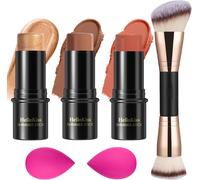 3 Pcs Kit De Maquillage Crème Contour Stick,Nuances Avec Highlighter & Bronzer & Blush,Pour Sculpter Les Jouesfinition Imperméablemate Et Rosée (Neutral,#01+#09+#12)