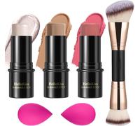 3 Pcs Kit De Maquillage Crème Contour Stick,Nuances Avec Highlighter & Bronzer & Blush,Pour Sculpter Les Jouesfinition Imperméablemate Et Rosée (Neutral,#01+#09+#12)