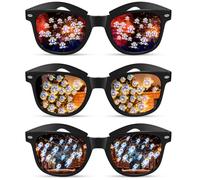 3 PCS Lunette Diffraction, Lunette Noël avec Effet Père Noël Sucre d'Orge Bonhommes Pain d’Épices 3D, Accessoire Drole pour Nuit Fête de Cotillon Club Spectacle de Feu D'artifice Photobooth Cadeau