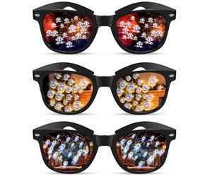 3 PCS Lunette Diffraction, Lunette Noël avec Effet Père Noël Sucre d'Orge Bonhommes Pain d’Épices 3D, Accessoire Drole pour Nuit Fête de Cotillon Club Spectacle de Feu D'artifice Photobooth Cadeau