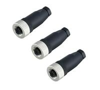 3 Pcs M12 4 Pôles Femelle Connecteur, IP67 Étanche A Codés Droits 4 Broches sur Place à Vis Capteur 12mm M12 4 Core Connecteurs Ronds Accessoires pour l'automatisation Industrielle 250V 4A AC/DC