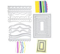 3 pcs matrice de decoupe bordure gabarit de poinçonnage kit pour poinçonneuse,matrices de découpe vagues rectangle rectangulaire cadre pochoir gaufrage cutting dies de decoupe pour scrapbooking album