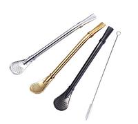 3 pcs Métal Bombilla pour Yerba Mate & Boire, Réutilisable Paille Acier Inoxydable Cuillère Filtrée, 1 pcs brosse de nettoyage gratuite