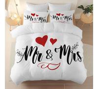 3 pcs microfibre Housse de Couette 140 x 200 cm, Doux et facile d'entretien Simple Calligraphie Amour Housse de couette imprimée pour Adultes Enfants Filles Crème Convient à toutes les pièces