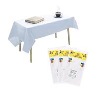 3 PCS Nappes Blanches, 137 cm x 274 cm Nappe Blanche Rectangulaire En Plastique Grand Nappe Effet Impermeable pour Anniversaires Remises de Diplômes Les Mariages et Autres Occasions Spéciales