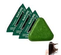 3 Pcs Nature Triangle Shampoo Bar, Nature Seven Green Soap, Usman Grass Shampoing, Nourrissant Pousse Cheveux, Calming & Strengthens Hair