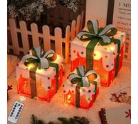 3 Pcs Noel Boite Cadeau Lumineuses, Decoration Noel Led Boite A Cadeau, 8 Modes Avec Minuterie Et TéLéCommande(Alimenté Par Batterie),Pour DéCoration Noel IntéRieur/ExtéRieur Et Boite Anniversaire (C)