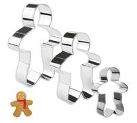 3 Pcs Noël Emporte pièces Bonhomme Pain d'Épices, Emporte Piece Noel en Acier Inoxydable de Différentes Tailles, Noël Moule Biscuit Patisserie pour Chocolat Patisserie Fête Festifs Bricolage