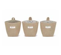 3 PCS Pan Panier de Rangement en Coton et Lin Boîte Pliable Multifonctionnelle pour Jouets, Maquillage et Accessoires Sac Suspendu Pratique pour Clés, Papier Toilette et Plantes Élégant et Durable