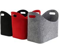 3 Pcs Paniers à bois de cheminée pliables de grande capacité, Dimensions : 50x35x25cm, Couleur : Noir+Rouge+Gris