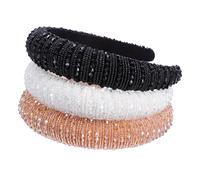 3 pcs Perle Strass Bandeau for Femmes Cheveux Perles Perles Strass Bandeaux Décor De Mariage Perles Baroques Vintage Bandeaux Rembourrés Bandeaux Strass Miss Liner Press Hair/1793