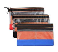 3 Pcs Petite Trousse, Oxford 600D, 29x18cm, Sac a Outils Transparent avec Crochet Métal, Compartiments Maillés, Pochette Zippée Rangement, Sacoche Outils Etanche Antistatique Électrique Métallique