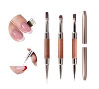 3 Pcs Pinceau Nail Art Ongles Double Extrémité, Pinceaux à Ongles Professionnels pour Gel de Construction, French Manucure et Strass, Outils de Manucure pour Salon DIY à la Maison