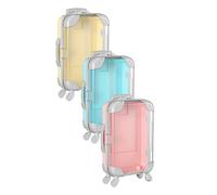 3 Pcs Plastic Suitcase False Eyelashes Tray Luggage Trolley Candy Box Clear Suitcase Packaging Case Party Favor Box
