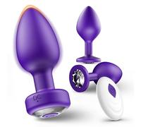 3-PCS Plug Anal Silicone Vibrant Kit Télécommande 10 Modes Masseur Prostatique Étanche USB Rec Violet Intime