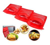 3 PCS Pomme de Terre Poche à Micro-ondes Pomme de Terre Express Pouch Pommes à l'Anglaise Lavable et Réutilisable Le Chauffage ne Prend que 4 Minutes (Rouge)