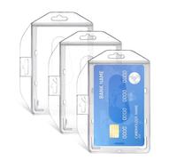 3 Pcs Porte Badge Transparent avec fente, Porte carte tour de cou rigide, Porte-Cartes Protege Carte badge pour Carte de Visite, Carte Bus, Porte-Cartes d'Identité