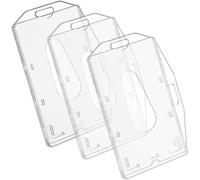 3 Pcs Porte Badge Transparent, Porte-Cartes En Pc Plastique Dur, Vertical Et Horizontal, Cartes Porte-Badge Pour Clé De Proximité, Carte De Crédit, Nominatif Et Carte D'identité