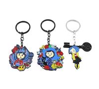 3 Pcs Porte Clés Coralines and The Secret Door Cartoon Coralines Figurine Keychain Pendentifs Coralines Métal Porte Clef Coralines Decoration