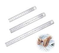 3 Pcs Réglet 15cm 20cm 30cm Outil Règle pour Étudiants et Bureau (Règle en acier inoxydable), argent