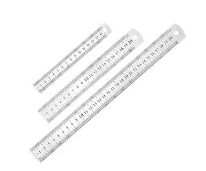 3 Pcs Réglet 15cm 20cm 30cm Outil Règle pour Étudiants et Bureau (Règle en acier inoxydable), argent