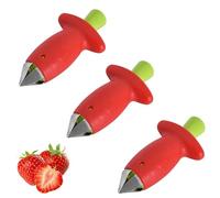 3 Pcs Remover Fruit Corer, Extracteur de Tiges de Fraises, Acier Inoxydable, Équeuteur de Fraises, Dissolvant de Tige de Fraise et de Tomate pour Fruits et Légumes Tendres