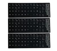 3 PCS Remplacement français Stickers noirs non transparents avec lettres blanches (brillantes), adaptés à n'importe quel clavier standard, clavier pour ordinateur portable
