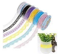 3 Pcs Rouleau Décoratif Collant Adhésif Dentelle Fleur Effacer Washi Bande Papier Masquage Ruban Adhésif pour DIY Artisanat Pourpre + Blanc + Vert Portable et Utile