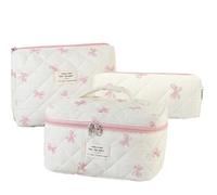 3 pcs Sac de maquillage matelassé en coton Cute de toilettes florales mignonnes mignons voyage voyage en coton cosmétique pour femmes filles.