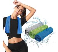 3 Pcs Serviette de Refroidissement, Serviettes de Sport en Microfibre Serviette de Fraicheur Instantanée pour Gym Yoga Cyclisme Randonnée Camping Course à Pied (Grey+Blue+Green)