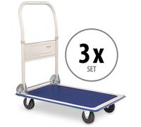 Set de 3 Chariots Plateformes Stagecaptain Platformer, Charge Max 150 kg | Chariot de transport pratique pour entrepôts, déménagements ou travaux de jardin, Protection de bord gommée, 5 cm, 5 x 84 cm