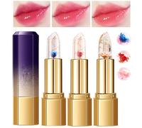 3 pcs/set Rouge à Lèvres En Gelée De Fleurs, Hydratant à Changement De Température, Baume Nutritif Longue Durée, Brillant à Lèvres à Changement De Couleur Magique