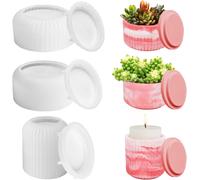3 Pcs Silicone Candle Holder Molds With Lid For Concrete,Striped Vase,Flower Pots,Scented Candles,Diy Decoration