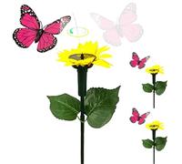 3 pcs Solar Butterfly Garden Stakes 15 Pouces, décoration Volante en Rotation pour Plantes de Cour/Patio, Papillons Volants, enjeux de Jardin Papillon