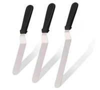 3 PCS Spatule Coudée Professionnelle 15 cm 20 cm 25 cm pour Lissage Gâteau, Décoration Crème, Spatule Crêpe Inox et Ustensiles Cuisine Polyvalents