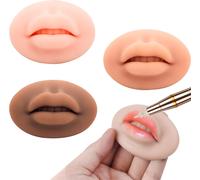 3 Pcs Stereo Lip Module,Latex Microblading Practice Tattoo Skin,Novice Beginners Practice Fake Leather Artificial Skin,Double Sided Practice Skin