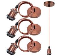 3 Pcs Suspension de Lampe E27 Avec Anneau à Vis, Douille de Lampe E27 Avec Câble, E27 Câble de Lampe Vintage Lampe Suspendue, Câble Lampe Suspendue E27 Douille Avec Câble 1.5m