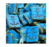 3 pcs Table cut Czech glass beads anchor, 18 x 12 mm Blue (Table coupé en verre tchèque perles d'ancrage Bleu)