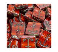 3 pcs Table cut Czech glass beads anchor, 18 x 12 mm Red (Table coupé en verre tchèque perles d'ancrage rouge)