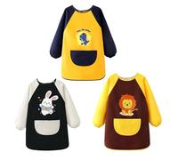 3 Pcs Tablier Peinture Enfant 6-8 Ans, Étanche à L'eau Blouse Peinture Enfant, Manches Longues Tablier de Cuisine Enfants Avec Poche, Convient Aux Garçons Et Aux Filles Qui Cuisinent Et Peignent